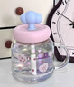 RICH YOUR HOME德國品質(zhì)可愛(ài)女生手柄水杯高顏值桌面泡茶玻璃杯少女耐高溫吸管杯 粉蓋+KT貓貼+蝴蝶結貼 750ml 曬單實(shí)拍圖