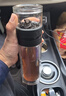 天喜（TIANXI）茶杯茶水分離杯雙層玻璃杯便攜泡茶杯男女車(chē)載商務(wù)辦公水杯 尊貴黑500ML 曬單實(shí)拍圖