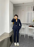 伊婭莎條紋小西裝外套女職業(yè)裝套裝時(shí)尚氣質(zhì)商務(wù)正裝通勤西服工裝工作服 藍條西裝+褲子 M 建議90-100斤 曬單實(shí)拍圖