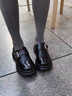 星期六（St&Sat）法式復古皮帶扣厚底圓頭深口單鞋女休閑一腳蹬通勤小皮鞋 黑色（5.5CM） 38 曬單實(shí)拍圖