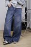 燦圖美式大碼牛仔褲女春夏季高腰寬松潮牌胖mm顯瘦彎刀闊腿直筒長(cháng)褲子 復古藍 L 【建議110-120斤】 曬單實(shí)拍圖