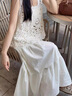 妍莉芬（yanlifen）白色鏤空吊帶裙套裝女夏季2026新款今年流行疊穿馬甲連衣裙兩件套 米白色 M 【建115斤內】 曬單實(shí)拍圖