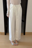 茵曼（INMAN）茵曼美式復古白色松緊腰牛仔直筒褲26夏女裝新款寬松長(cháng)褲 珍珠白 S 曬單實(shí)拍圖