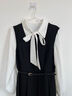 圖曼朵灰色背心裙女正式場(chǎng)合通勤面試答辯穿搭教師連衣裙兩件套裝 黑色套裝(背心裙+飄帶白襯衫) M 曬單實(shí)拍圖