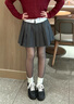 小野和子短款百褶半身裙 靜奢灰 XL 曬單實(shí)拍圖