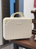 米曼尼復古手提化妝箱14寸行李套箱ABS+PC行李箱伴手禮包裝箱旅行用化妝 奶白色【加厚耐用承重60斤】 14寸【可套行李箱拉桿上使用】 曬單實(shí)拍圖