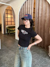 TOMMY JEANS26春夏新款女裝性感辣妹羅紋修身上衣/潮流復古字母短袖T恤 【活力多色】黑色BDS L 曬單實(shí)拍圖