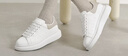 百麗（Belle）簡(jiǎn)約舒適小白鞋女商場(chǎng)同款平穩休閑板鞋D5Q1DAM6預售 白色/杏 37 曬單實(shí)拍圖