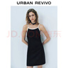 UR夏季新款女裝復古撞色領(lǐng)字母吊帶連衣裙UYY750062 黑色 M 曬單實(shí)拍圖