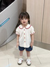 幼歌（YOUGE）女童奶油櫻桃洗水棉襯衫兒童夏季輕薄軟牛仔短褲套裝潮 奶油櫻桃 上衣 100 cm 曬單實(shí)拍圖