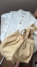 G.duck小黃鴨童裝男童夏季套裝寶寶襯衫背帶褲男童周歲禮服套裝兒童衣服 短袖咖色棉麻套裝 80 適合9-12月(75-85cm) 曬單實(shí)拍圖