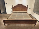 源氏木語(yǔ) 實(shí)木床【薇拉】臥室中古風(fēng)雙人床家用復古黑胡桃木大床 1.8*2m 曬單實(shí)拍圖
