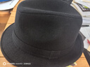帽子男民國復古新上海灘許文強黃曉明毛呢禮帽子凹造型的爵士帽潮 黑色 60厘米 曬單實(shí)拍圖