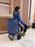 卡塔買(mǎi)菜小拉車(chē)家用折疊便攜老人帶椅購物拉桿車(chē)可推可坐購物車(chē)手拉車(chē) 升級帶座椅-靜音兩輪-藍格袋 曬單實(shí)拍圖