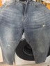 JEEP SPIRIT正品吉普高端牛仔褲男2026春夏新款美式寬松直筒破洞錐形褲子男 2030藍色破洞 30  建議120-130斤 曬單實(shí)拍圖