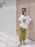 芭菲悅女童夏裝套裝中大童夏季女裝兒童裝女孩短袖t恤長(cháng)褲兩件套衣服 R兔套裝-綠 120 建議身高105-115CM左右 曬單實(shí)拍圖