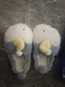 chikoku2025冬季新款小鯊帽棉拖鞋女生室內加絨保暖防滑休閑舒適毛毛棉拖 藍白 38-39 【適合37-38碼】 曬單實(shí)拍圖