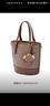 百麗女包復古海鷗老花托特包送禮百搭休閑小飛象水桶包X7233AX5 杏色 曬單實(shí)拍圖