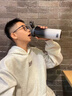 LISM德國保溫杯男款316不銹鋼學(xué)生上學(xué)專(zhuān)用初中男孩兒童大容量水 黑白漸變700ml升級提繩+防刮漆 曬單實(shí)拍圖
