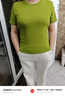 紅袖（hopeshow）獨特超好看T恤2026春季新款女裝正肩短袖圓領(lǐng)百搭顯瘦氣質(zhì)短上衣 苔蘚綠365（預售3.20） M 曬單實(shí)拍圖