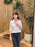 思線(xiàn)免燙法式白色襯衫女蝙蝠短袖輕奢高級感真絲上衣春夏襯衣2026新款 白色 L 120左右 曬單實(shí)拍圖