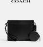 蔻馳（COACH）男士HITCH多功能斜挎包牛皮革真皮黑色男包 黑色 曬單實(shí)拍圖