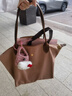瓏驤（LONGCHAMP）女包LEPLIAGE系列手提單肩餃子包L2605089中號 粉紅茶色 曬單實(shí)拍圖