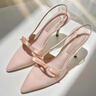 CHARLES&KEITH緞面蝴蝶結尖頭高跟涼鞋女生日禮物送女友CK1-60361556 Light Pink淺粉色 35 曬單實(shí)拍圖