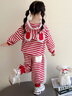 迪士咪魯（DISHIMILU）女童寶寶套裝春裝2026新款條紋春秋1-8歲兒童裝女孩春季小孩衣服 XT888（上衣+褲子）-紅色 110 碼/身高100-110cm（3-4歲） 曬單實(shí)拍圖