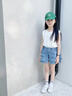 優(yōu)優(yōu)1點(diǎn)（Yoyo one）女童牛仔短褲夏季2026新款洋氣兒童運動(dòng)五分褲子大童夏裝女孩裙褲 6018藍色 140 cm 曬單實(shí)拍圖