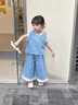 G.duck小黃鴨童裝女童夏裝套裝兒童服裝夏季薄款牛仔兩件套女孩夏天衣服 淺藍色 90 cm 曬單實(shí)拍圖