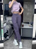 陶芙（taofu）大碼跑步運動(dòng)服套裝女胖MM春夏短袖健身服寬松顯瘦速干透氣訓練服 紫色短袖兩件套（紫褲） L 曬單實(shí)拍圖