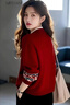 Mrdiane wei針織衫女毛衣新年喜慶打底衫保暖本命年上衣外套開(kāi)衫 紅色 均碼 曬單實(shí)拍圖