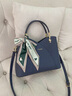 千百度（C.BANNER）牛皮包包女款斜挎單肩包輕奢小眾手提包生日禮物高級感送女友老婆 【藍色】高檔品牌精致時(shí)尚百搭 曬單實(shí)拍圖
