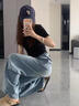 莫代爾天絲直筒牛仔褲女2026新款春夏薄款大碼遮跨寬松顯瘦小個(gè)子闊腿褲 藍色【常規款】 S 適合85-105斤 曬單實(shí)拍圖