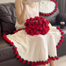 橙央手工玫瑰花束毛毯子成品午睡diy披風(fēng)生日閨蜜女友禮物拍照氛圍感 A類(lèi)160cm升級加大款【99朵甜蜜粉 送禮袋+絲帶】 曬單實(shí)拍圖