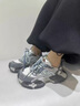 啄木鳥(niǎo)歐貨厚底老爹鞋女春夏季新款小個(gè)子增高阿甘鞋百搭舒適休閑運動(dòng)鞋 灰色 37 (235mm) 曬單實(shí)拍圖
