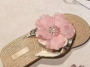 梵昇昱涼拖鞋女仙女風(fēng)坡跟人字拖時(shí)尚草編花朵厚底田園度假海邊沙灘女鞋 坡跟沙灘鞋女【粉色小花】 38 跟高5cm 曬單實(shí)拍圖