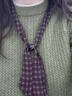 嬈蝶復古格子花紋串珠絲巾項鏈女輕薄紗巾領(lǐng)巾穿搭珠子配飾疊戴毛衣鏈 咖啡小格（單珠） 90cm 曬單實(shí)拍圖
