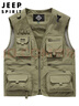 JEEP SPIRIT吉普工裝馬甲男士春夏季釣魚(yú)背心機能多口袋外套男裝 卡其 L 曬單實(shí)拍圖