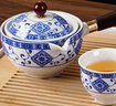 津盼青花逍遙壺泡茶壺套裝側把陶瓷功夫茶具家用360度旋轉旅行茶具 逍遙壺一壺四杯 曬單實(shí)拍圖