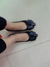 蝴蝶結高跟鞋2025年新款細中跟5cm低跟3公分小跟單淺口單鞋尖頭低 黑色 35 曬單實(shí)拍圖