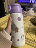 貝親兒童保溫杯小學(xué)生上學(xué)專(zhuān)用喝水杯 316不銹鋼 miiiiichan聯(lián)名 紫色波點(diǎn)雙飲口（送杯套） 600ml 曬單實(shí)拍圖