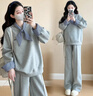 南叮雅格孕婦裝春秋套裝新款時(shí)尚韓版長(cháng)袖衛衣休閑運動(dòng)長(cháng)褲洋氣寬松兩件套 灰色套裝【帶絲巾】 L 曬單實(shí)拍圖