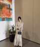 鹿王戀雪高端真絲連衣裙女春秋季2026年新款洋氣百搭收腰顯瘦桑蠶絲長(cháng)裙子 杏色 3XL 曬單實(shí)拍圖