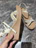 百麗編織貼鉆休閑涼鞋女2026夏新商場(chǎng)同款坡跟增高涼鞋F5J1DBL6 米白 36 曬單實(shí)拍圖