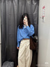 優(yōu)衣庫女裝全棉襯衫/長(cháng)袖襯衣休閑通勤外套26春夏新款482828 63 天藍色 XS 曬單實(shí)拍圖