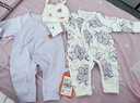 貝瑞加（Babyprints）新生兒連體衣2件裝嬰兒長(cháng)袖純棉四季內衣初生寶寶護肚爬服 紫52 曬單實(shí)拍圖