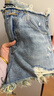 UR夏季新款女裝時(shí)尚休閑辣妹毛須破洞牛仔短褲UWG850140 藍色 (偏短) 27 曬單實(shí)拍圖