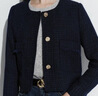 G2000【粗花呢】G2000女裝2025春秋商場(chǎng)同款挺括面料氣質(zhì)小香風(fēng)短外套. 粗花呢/不易皺-深靛藍夾克20寸 L 曬單實(shí)拍圖
